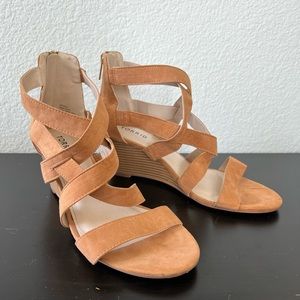 Torrid Tan Strappy Wedges - 3” Heel - Size 10W